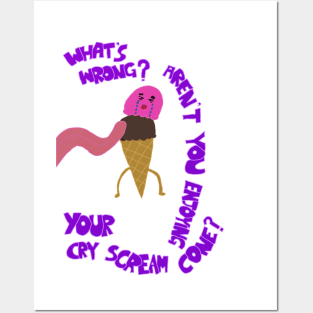 Cry Scream Cone Illustration Posters and Art